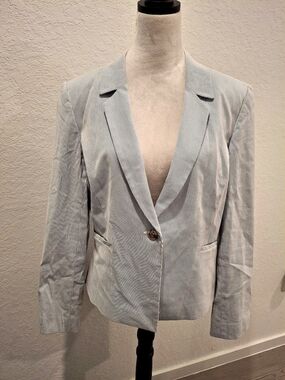Cremieux Striped Blazer in Blue & White Size 14 Like New